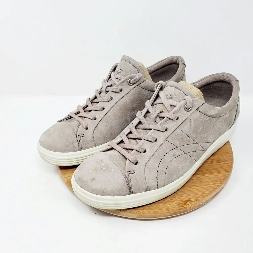ECCO Soft 7 Stitch‎ Tie Sneakers Womens 39 Warm Grey Comfort Shoes Extra Width